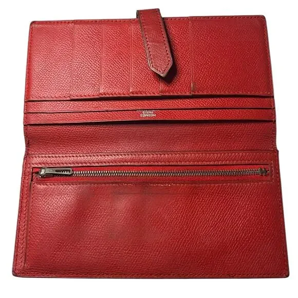 Hermès Bearn Classic Long Wallet Red Leather Gold Hardware 2004 - Picture 6 of 16